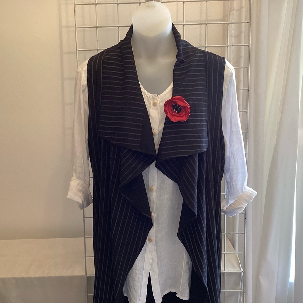 Pinstripe Duster Topper NWOT
